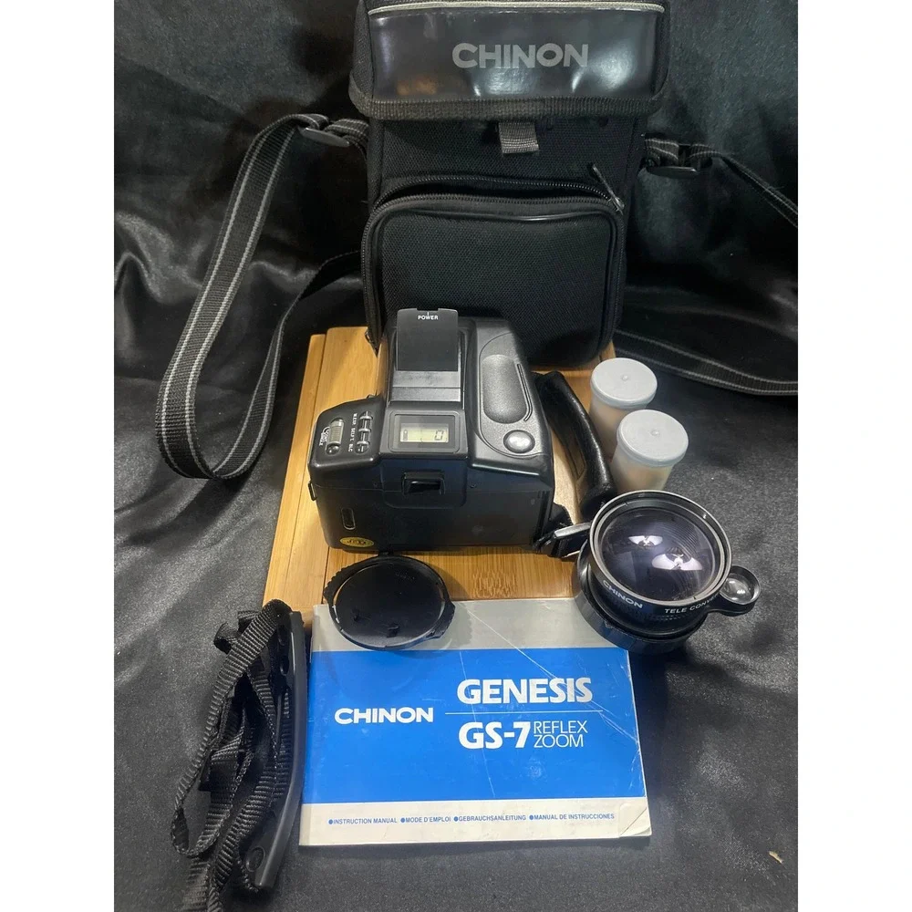 Chinon‎ Genesis GS-7 Reflex Zoom 35mm Film Camera Bundle with Tele Case WORKS